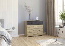 Kommode >Mosbach< in Eiche Artisan / grau metallic...