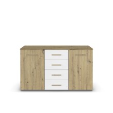 Sideboard >Mosbach< in Eiche Artisan / alpinweiß - 120x81x42 (BxHxT)