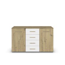 Sideboard >Mosbach< in Eiche Artisan / alpinweiß - 120x81x42 (BxHxT)