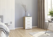 Hochkommode >Mosbach< in alpinweiß / Eiche...