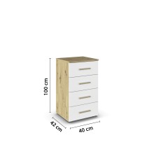 Hochkommode >Mosbach< in alpinweiß / Eiche Artisan - 40x81x42 (BxHxT)