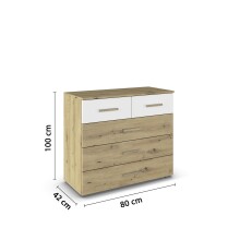 Schubkastenkommode >Mosbach< in Eiche Artisan / alpinweiß - 80x81x42 (BxHxT)