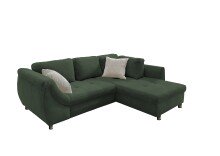 Polsterecke >Allin< Bettfunktion, moosgrün / silber, Cord - 250x66x190cm (BxHxT)