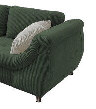 Polsterecke >Allin< Schlaffunktion, moosgrün / silber, Cord - 250x66x190cm (BxHxT)