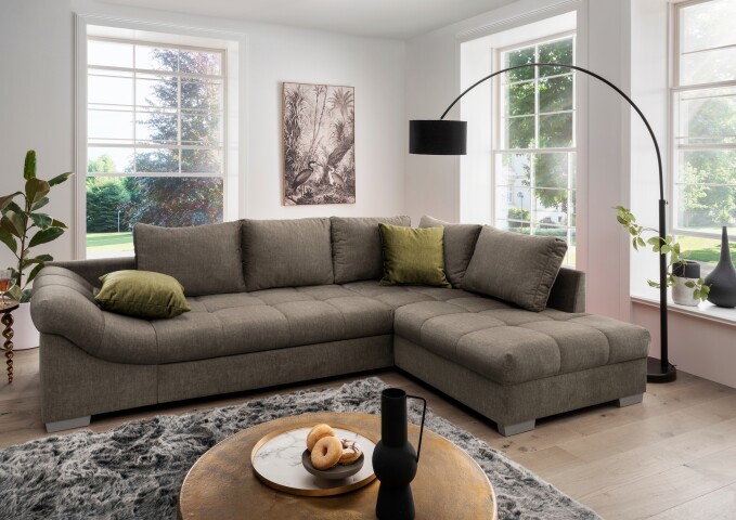 Polsterecke >Althea< Schlaffunktion, Rutsche, Bezug braun - 298x65x202 (BxHxT)