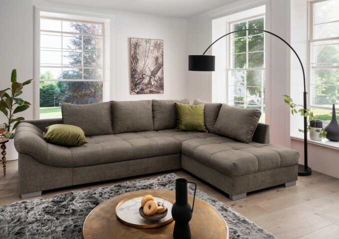 Polsterecke >Althea< Schlaffunktion, Rutsche, Bezug braun - 298x65x202 (BxHxT)