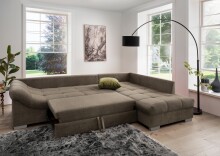 Polsterecke >Althea< Schlaffunktion, Rutsche, Bezug braun - 298x65x202 (BxHxT)