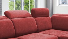 Ecksofa >Vasill< Schlaffunktion, Stauraum, Bezug in rot - 283x84x228cm (BxHxT)