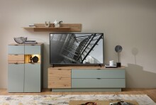 Highboard >Ina< in Grün, Holzwerkstoff - 84x125x45cm (BxHxT)