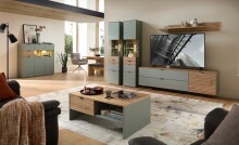 Highboard >Ina< in Grün, Holzwerkstoff - 125x125x45cm (BxHxT)