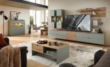 Highboard >Ina< in Grün, Holzwerkstoff - 125x125x45cm (BxHxT)