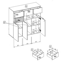 Highboard >Ina< in Grün, Holzwerkstoff - 125x125x45cm (BxHxT)