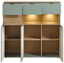 Highboard >Ina< in Grün, Holzwerkstoff - 125x125x45cm (BxHxT)