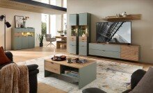 Highboard >Ina< in Grün, Holzwerkstoff - 125x125x45cm (BxHxT)