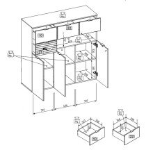Highboard >Ina< in Grün, Holzwerkstoff - 125x125x45cm (BxHxT)