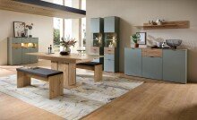 Esstisch >Ina< in Grün, Holzwerkstoff - 180x77x90cm (BxHxT)