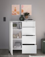 Kombikommode >Santorin< inkl. Gestell, in Weiß - 90x112x40cm (BxHxT)