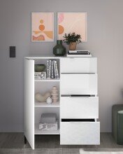 Kombikommode >Santorin< inkl. Gestell, in Weiß - 90x112x40cm (BxHxT)