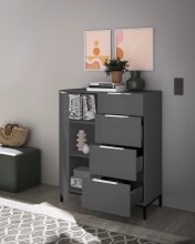 Kombikommode >Santorin< inkl. Gestell, in Anthrazit - 90x112x40cm (BxHxT)