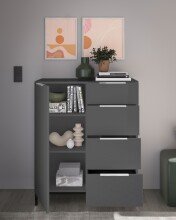 Kombikommode >Santorin< inkl. Gestell, in Anthrazit - 90x112x40cm (BxHxT)