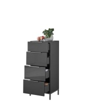 Hochkommode >Santorin< inkl. Gestell, in Anthrazit - 45x112x40cm (BxHxT)