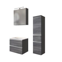 Badmöbel-Set >Arezzo< (3-tlg.) in Rauchsilber...