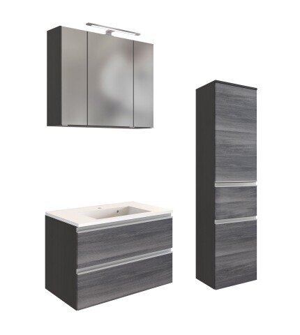 Badmöbel-Set >Arezzo< (3-tlg.) in Rauchsilber / Graphit
