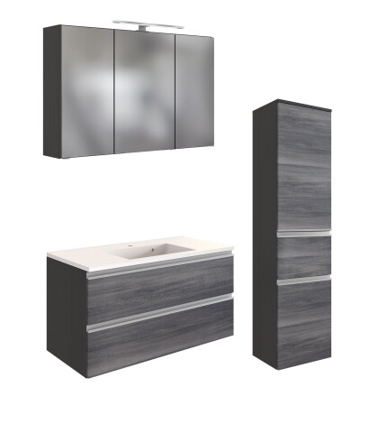 Badmöbel-Set >Arezzo< (3-tlg.) in Rauchsilber / graphit