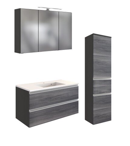 Badmöbel-Set >Arezzo< (3-tlg.) in Rauchsilber / graphit