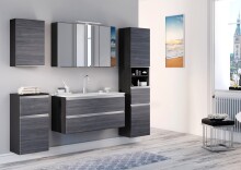 Badmöbel-Set >Arezzo< (3-tlg.) in Rauchsilber / graphit