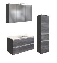 Badmöbel-Set >Arezzo< (3-tlg.) in Rauchsilber...