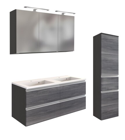 Badmöbel-Set >Arezzo< (3-tlg.) in Rauchsilber / Graphit