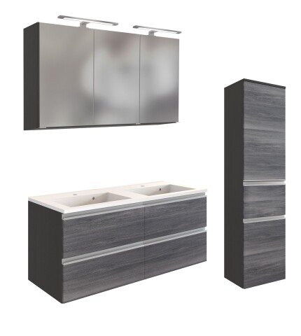 Badmöbel-Set >Arezzo< (3-tlg.) in Rauchsilber / Graphit