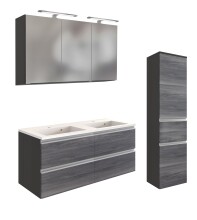 Badmöbel-Set >Arezzo< (3-tlg.) in Rauchsilber...
