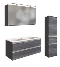 Badmöbel-Set >Arezzo< (3-tlg.) in Rauchsilber...