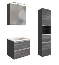 Badmöbel-Set >Arezzo< (3-tlg.) in Rauchsilber...