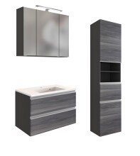 Badmöbel-Set >Arezzo< (3-tlg.) in Rauchsilber...