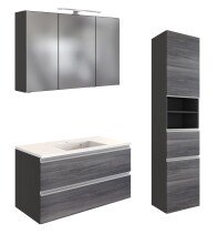 Badmöbel-Set >Arezzo< (3-tlg.) in Rauchsilber...