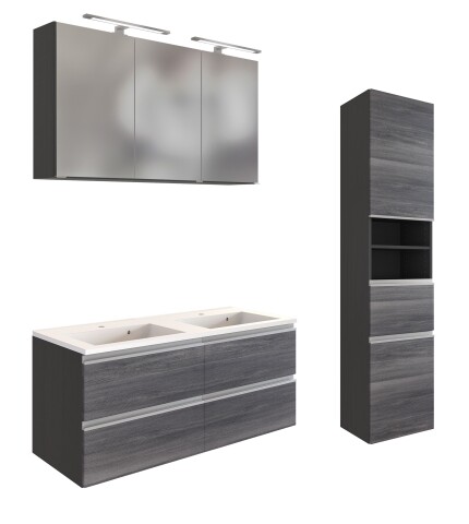 Badmöbel-Set >Arezzo< (3-tlg.) in Rauchsilber / Graphit