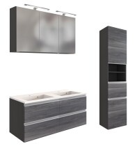 Badmöbel-Set >Arezzo< (3-tlg.) in Rauchsilber...