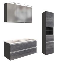 Badmöbel-Set >Arezzo< (3-tlg.) in Rauchsilber...