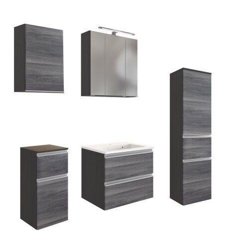Badmöbel-Set >Arezzo< (5-tlg.) in Rauchsilber / Graphit