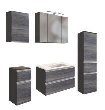 Badmöbel-Set >Arezzo< (5-tlg.) in Rauchsilber...