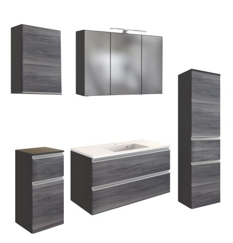 Badmöbel-Set >Arezzo< (5-tlg.) in Rauchsilber / Graphit