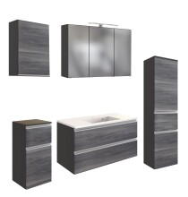 Badmöbel-Set >Arezzo< (5-tlg.) in Rauchsilber...