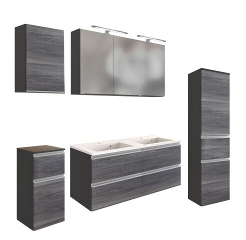 Badmöbel-Set >Arezzo< (5-tlg.) in Rauchsilber / graphit