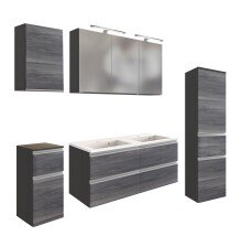 Badmöbel-Set >Arezzo< (5-tlg.) in Rauchsilber...