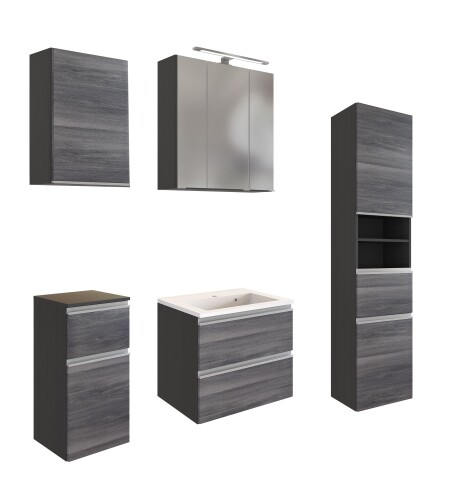 Badmöbel-Set >Arezzo< (5-tlg.) in Rauchsilber / Graphit