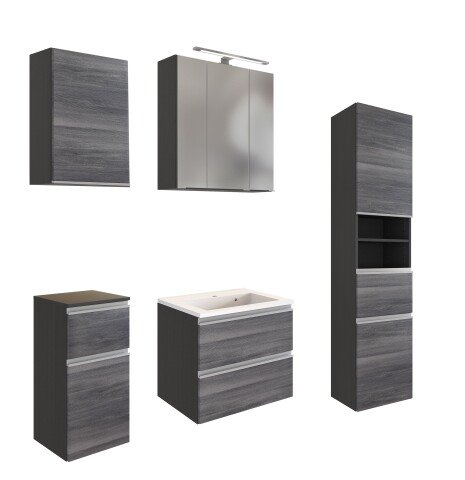 Badmöbel-Set >Arezzo< (5-tlg.) in Rauchsilber / Graphit