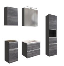 Badmöbel-Set >Arezzo< (5-tlg.) in Rauchsilber...